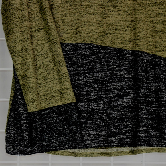 Db Sunday Knit Sweater Women 1X Gray Green Cowl Neck Asymmetrical Collar Casual - Picture 3 of 9